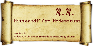 Mitterhöfer Modesztusz névjegykártya